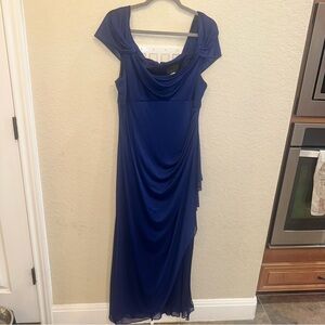 Alex Evenings 16 Petite Blue Chiffon Maxi Off The Shoulder Ruffle Formal Dress